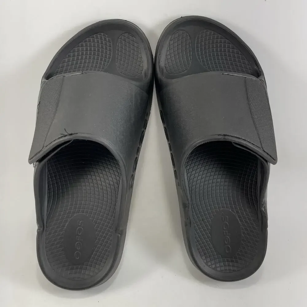 Oofos Ooahh Sport Flex Slide Sandal Mens Size 8 Black Comfort Shoes Recovery